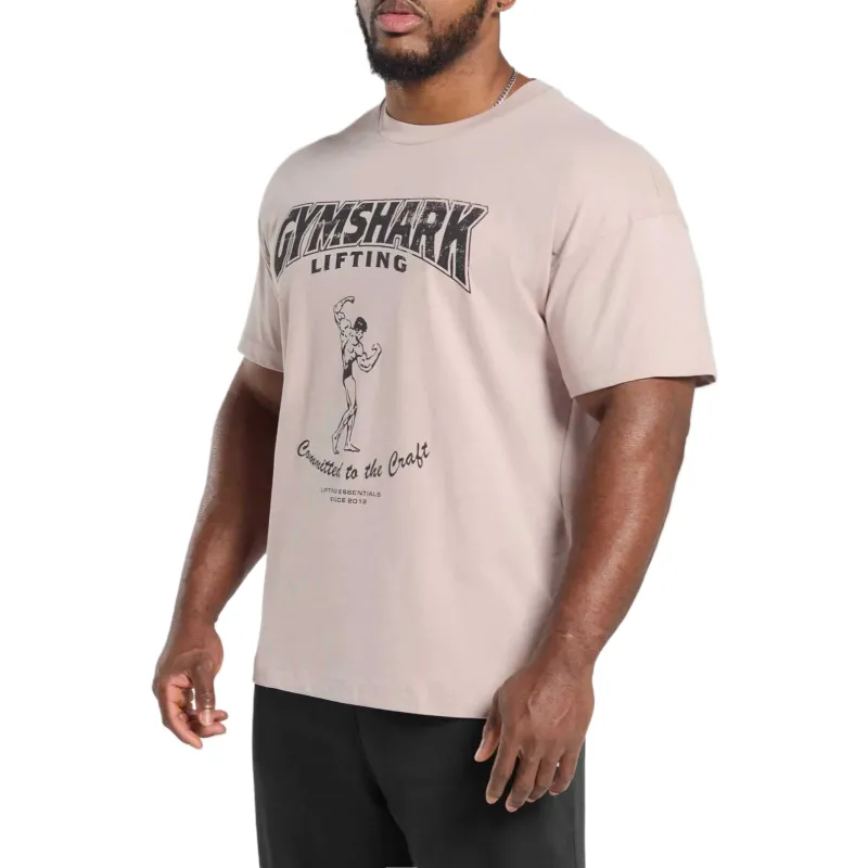 GYMSHARK Committed To The Craft T Shirt T Shirt Men's Pink-2