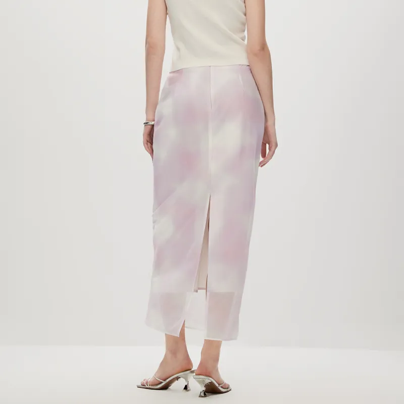 ONLY Denim Long Skirts Women's HD1 Anping Purple White Stripes-3