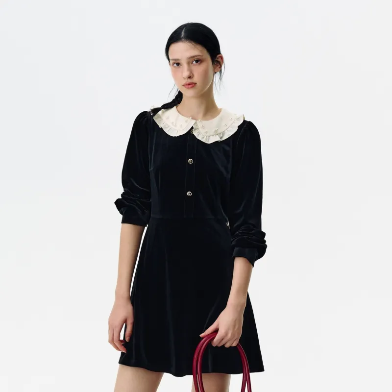 Teenie Weenie Long Sleeved Dress Women's Black-3