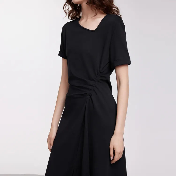 ELLE Short Sleeved Dress Women's Black-5