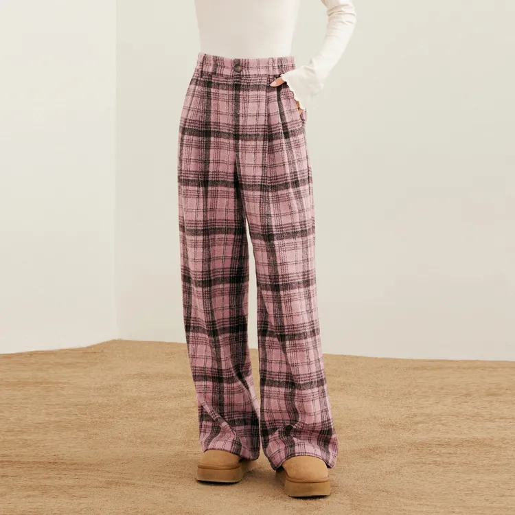 LEDIN Casual Pants Women's Peach Skin Pink In Stock-6