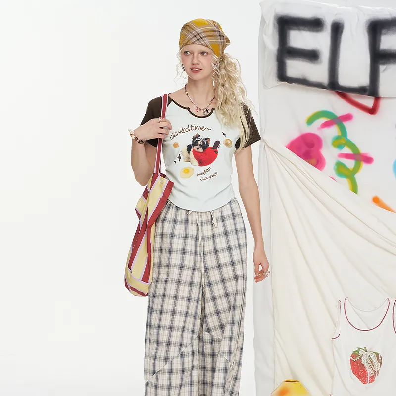 ELF SACK T Shirts Women's Naughty Blue Clash With Coffee-5