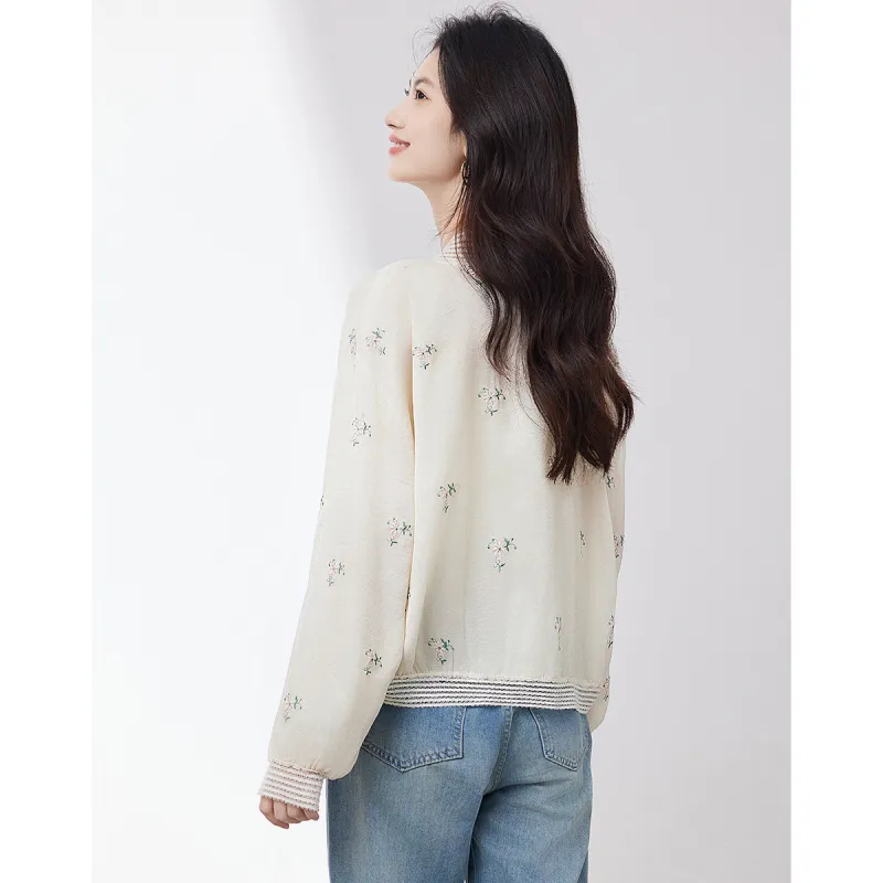 XINFEIYU Baseball Jacket Women's Beige-0