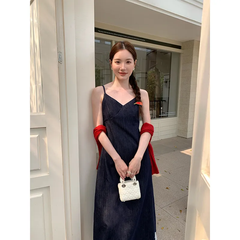 ONE SHALLOW Spring 2025 Slip Dress Women's Blue-5
