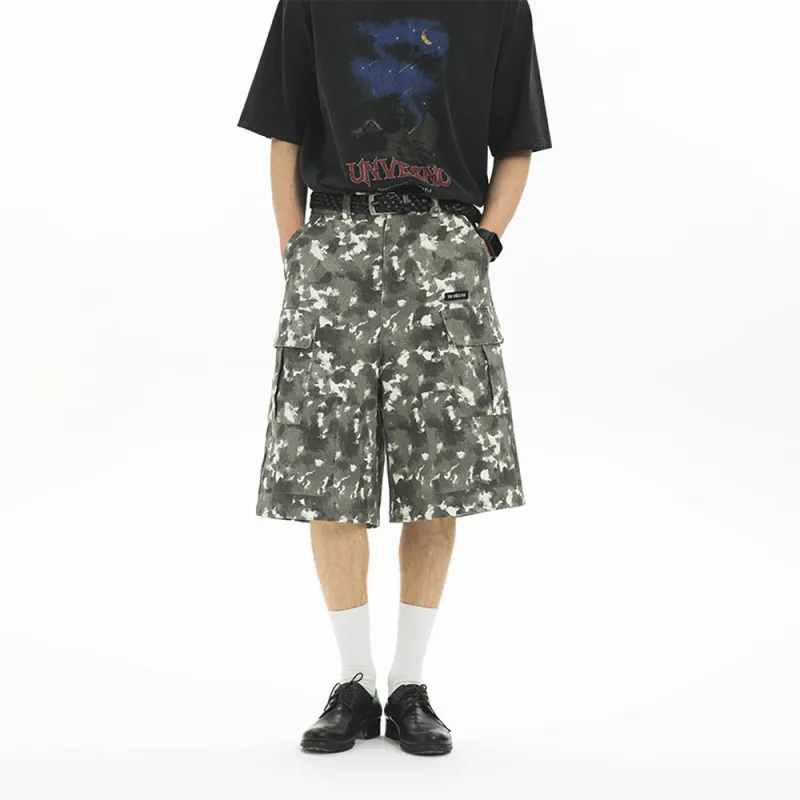 UNVESNO Casual Shorts Unisex Camouflage Gray-2