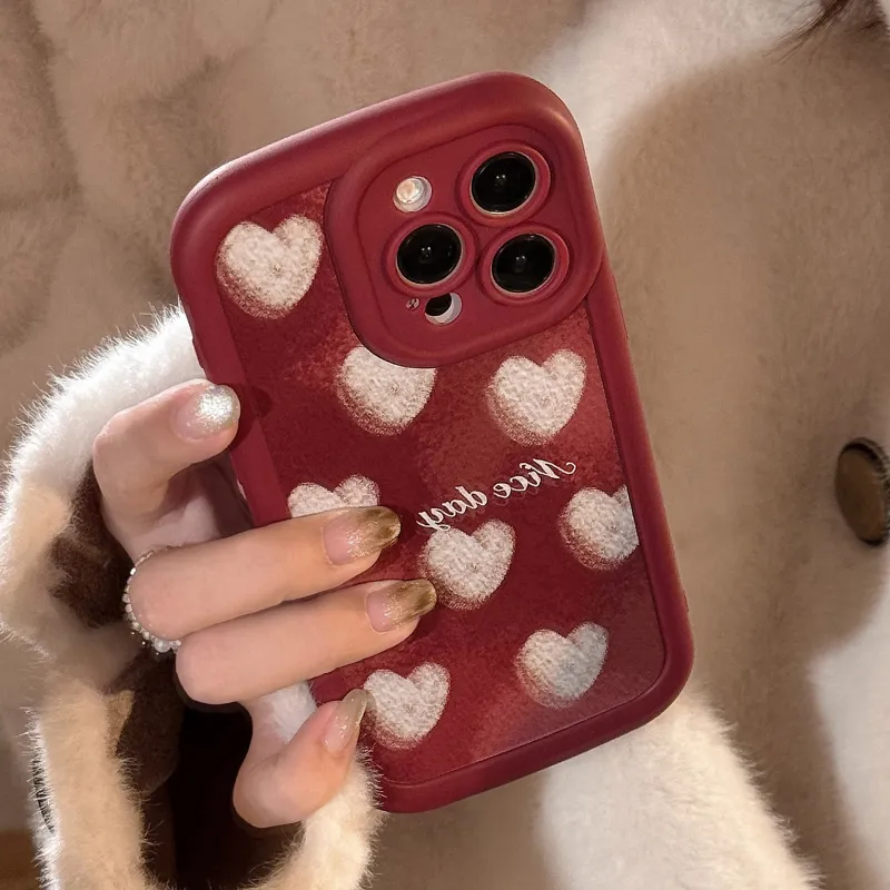 QIZHENG TPU Material Crayon Heart Blush Phone Case Compatible With Apple 16 Pro Max/15/14/13/12/11-2