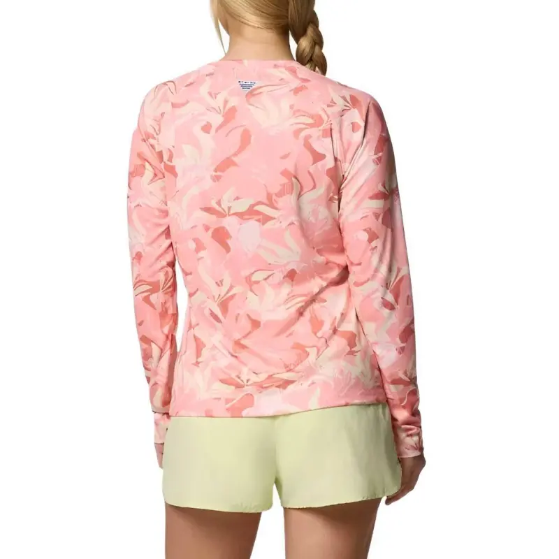 Columbia PFG Super Tidal Tee Raglan Sleeve T-Shirt Women's Pink Dark Flow-1
