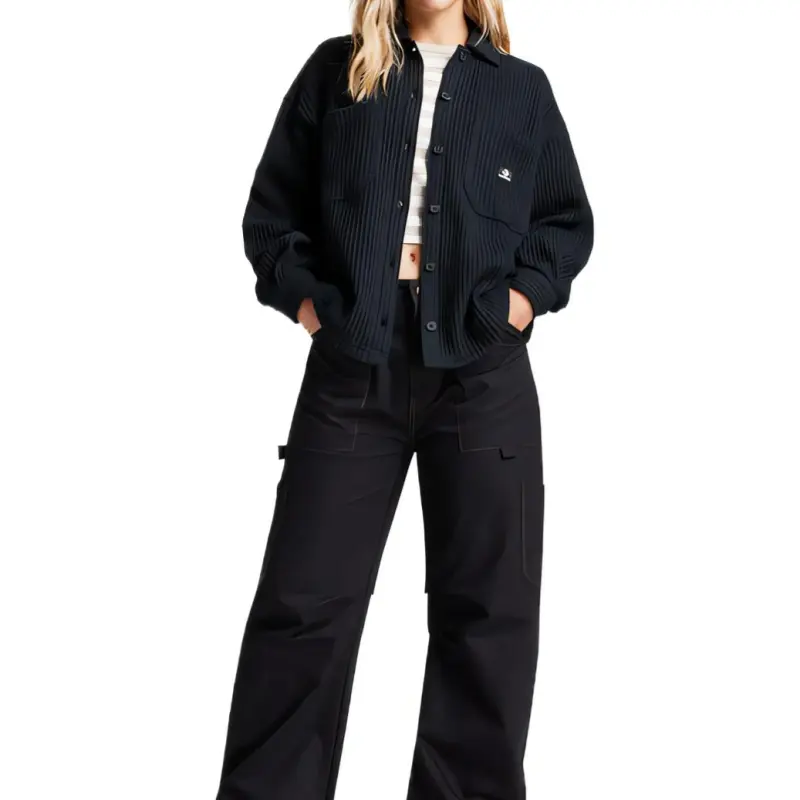Converse Waffle Knit Button Down Oversized Shirt-1