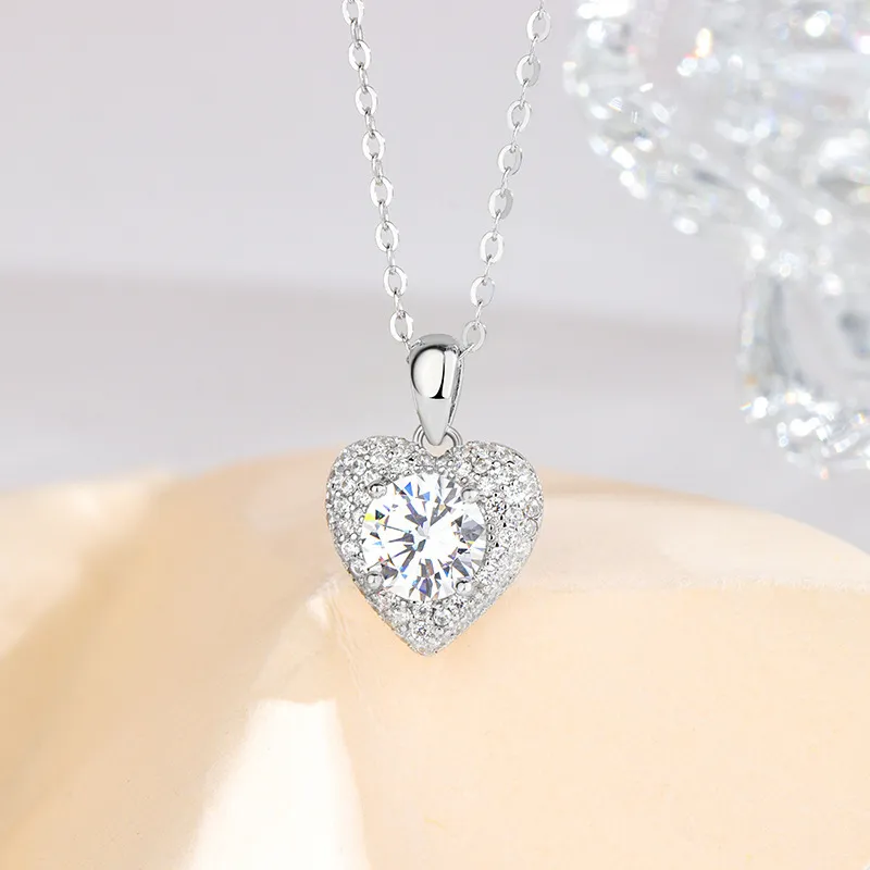 Happy Tide Zircon Necklaces Women's White Gold-2