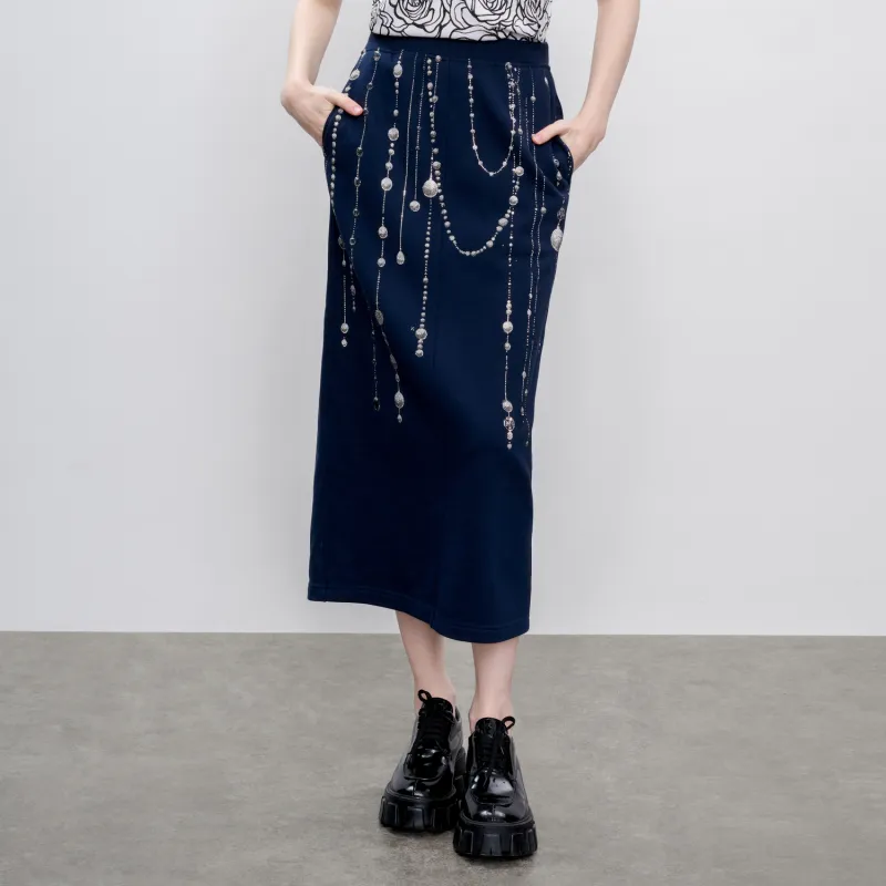 TCH Casual Long Skirts Women's Navy Blue-2