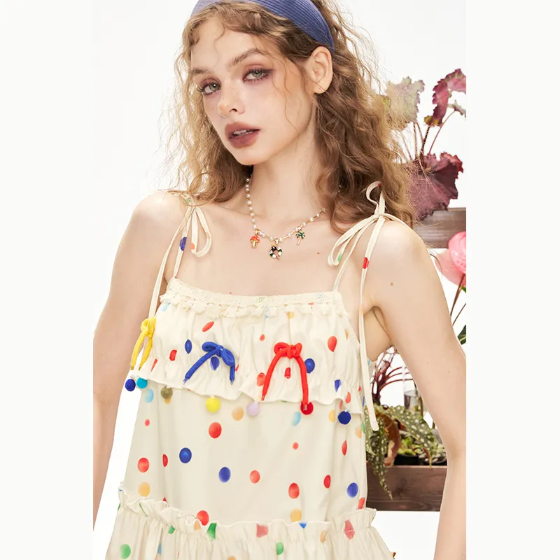 ELF SACK Slip Dresses Women's Light Yellow Polka Dot-6