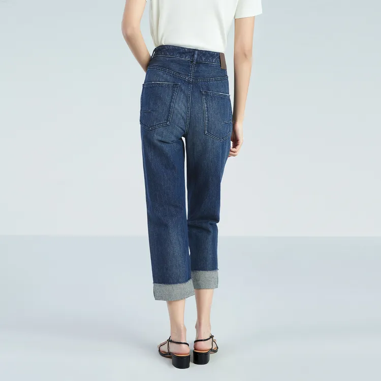 OVV Jeans Women's Navy Blue Solid Color 06-3