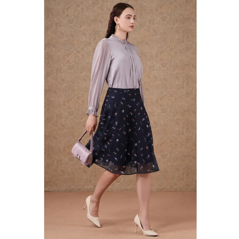 QIAOWANNI Casual Long Skirt Women's Ocean Paradise Pattern-4