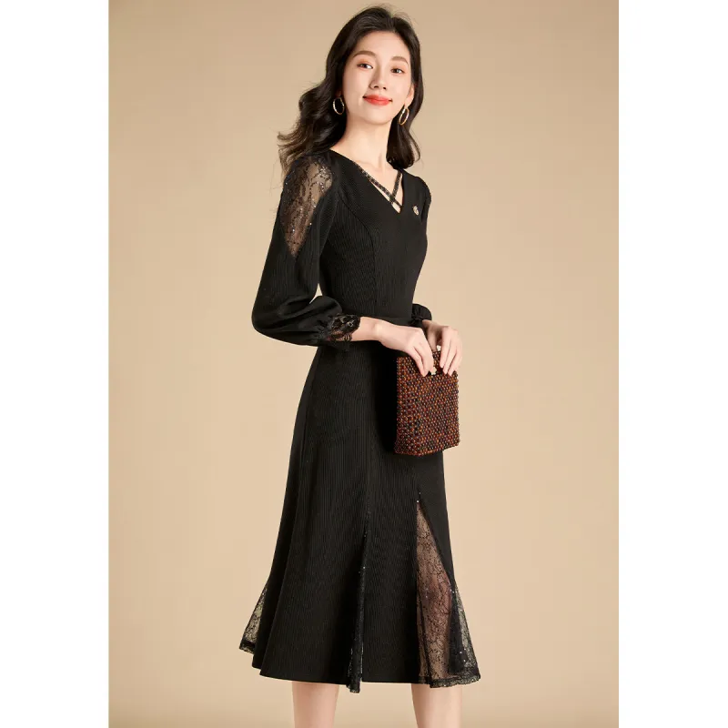 Mylan Spring, Fall Long Sleeved Dress Cinched Waist Women's Black Collection Brand, Get Activity Alerts In Real Time-2