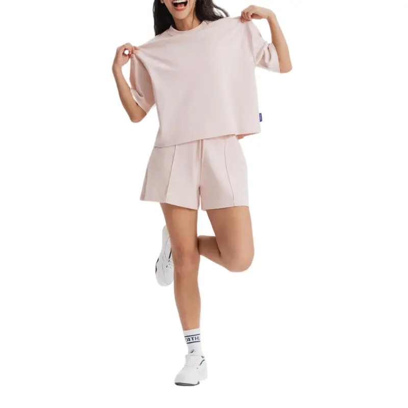DECATHLON Drop Shoulder Sleeve T Shirt Women's Quartz Pink-3