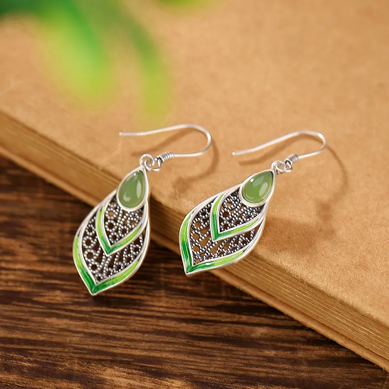 Royal Heaven's Choice Hetian Jade Earrings Jasper Unisex-5