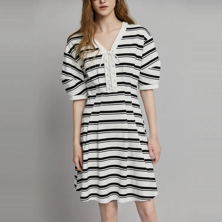 ELLE Short Sleeved Dress Women's Black-4