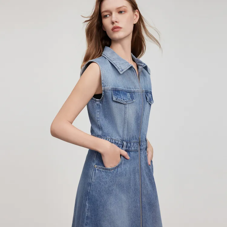 ELLE Sleeveless Dress Women's Blue-3