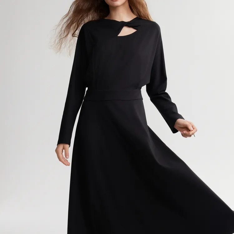 ELLE Long Sleeved Dress Women's Black-2