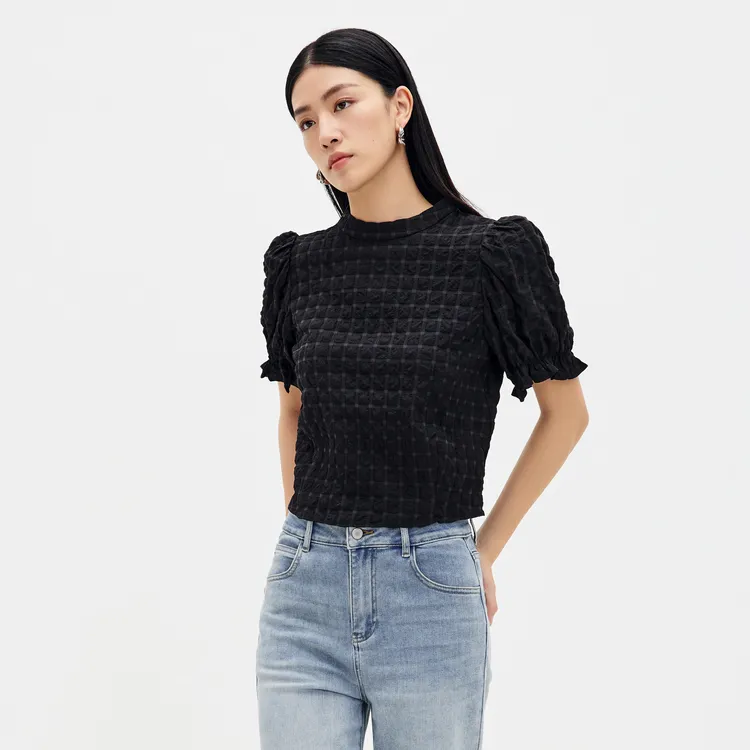 SHUIYUNJIAN Puff Sleeve T Shirt Women's-3