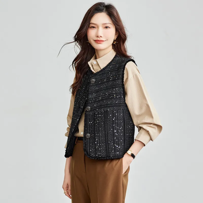 TERRE BLEUE Spring Fall Vest Loose Fit Women's-3