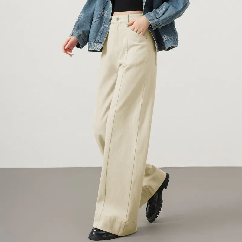 YUNGE Jeans Women's Beige Apricot-1
