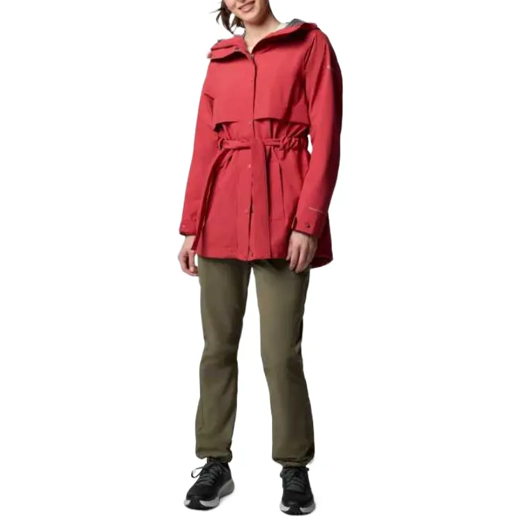Columbia Long Valley Trench Coat Women's Red-4