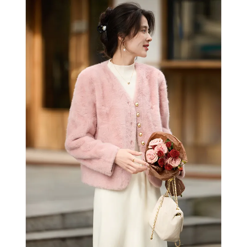 Like The Age Of Water Velvet feel Coat Women's Pink-2