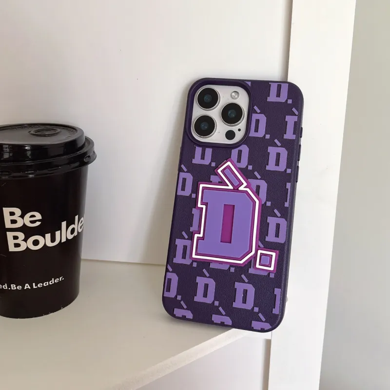 Sopi Leather Material Letter D Phone Cases Compatible With IPhone 16/15 Pro Max/Apple 13/14 Pro/Max-1