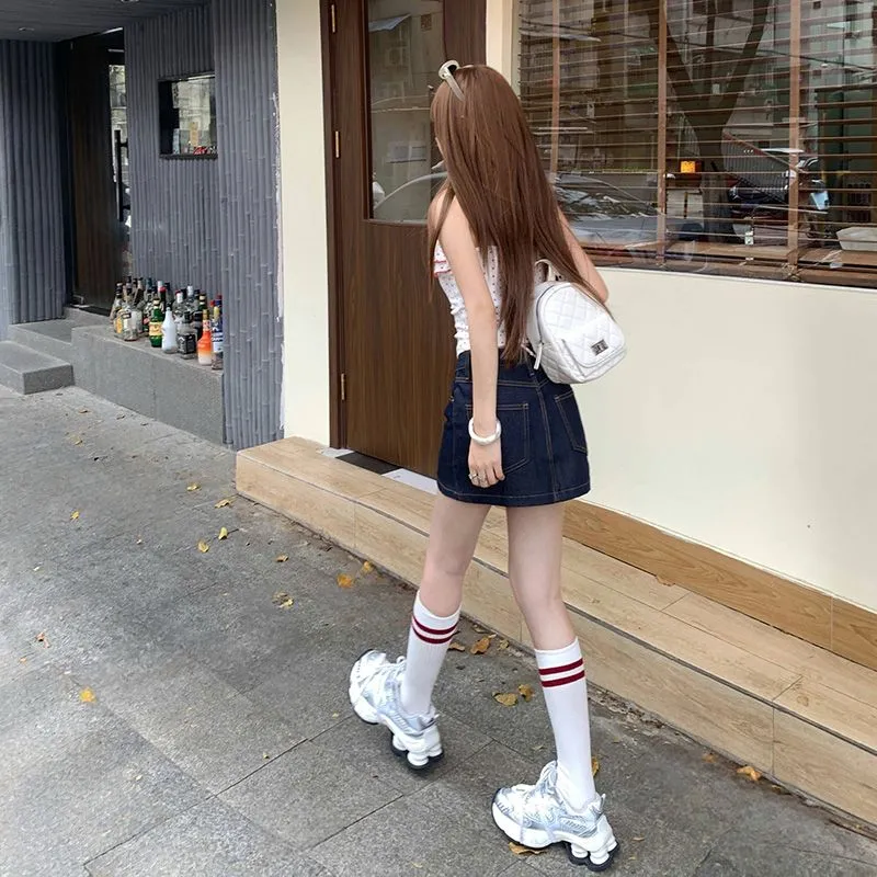 XIANSINIAO Denim Short Skirts Women's-2