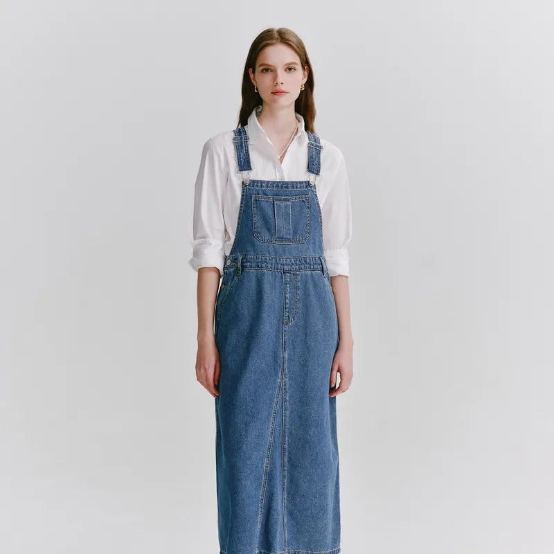 E.land Slip Dresses Women's Denim-2