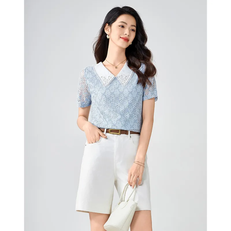 Love Elaine Shirt Loose Fit Women's Blue-2