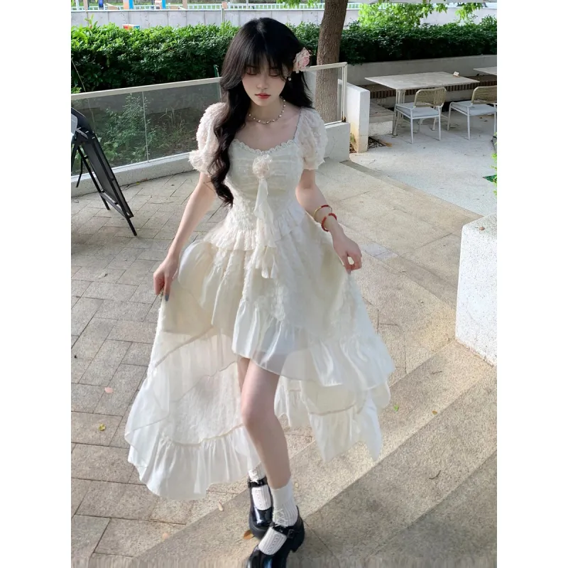 XIANSINIAO Short Sleeved Dress Women's-2