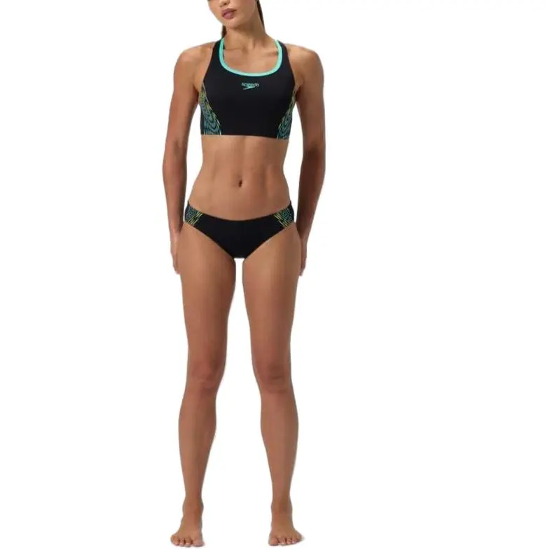 Speedo Placement Bikini Women's Black Yellow-7