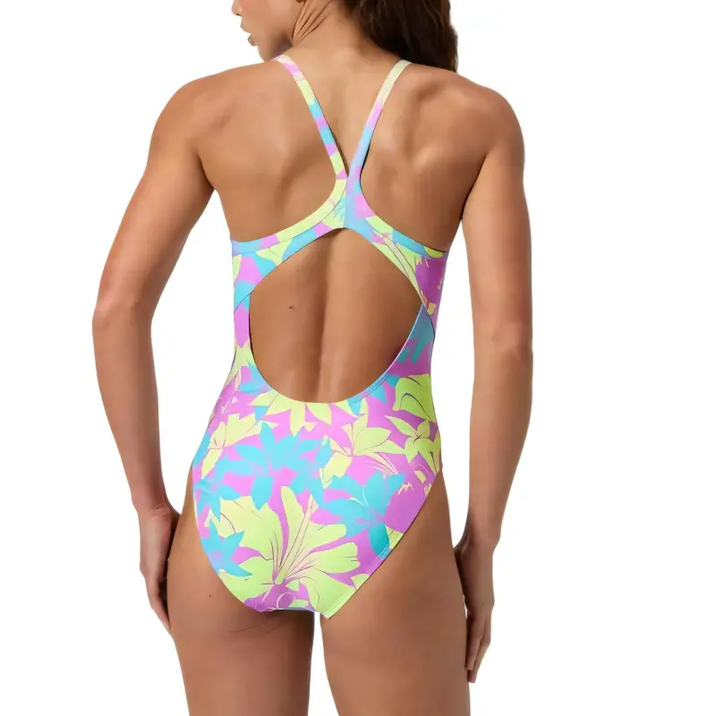 Speedo One piece Swimsuit Women's Pink/Yellow-5