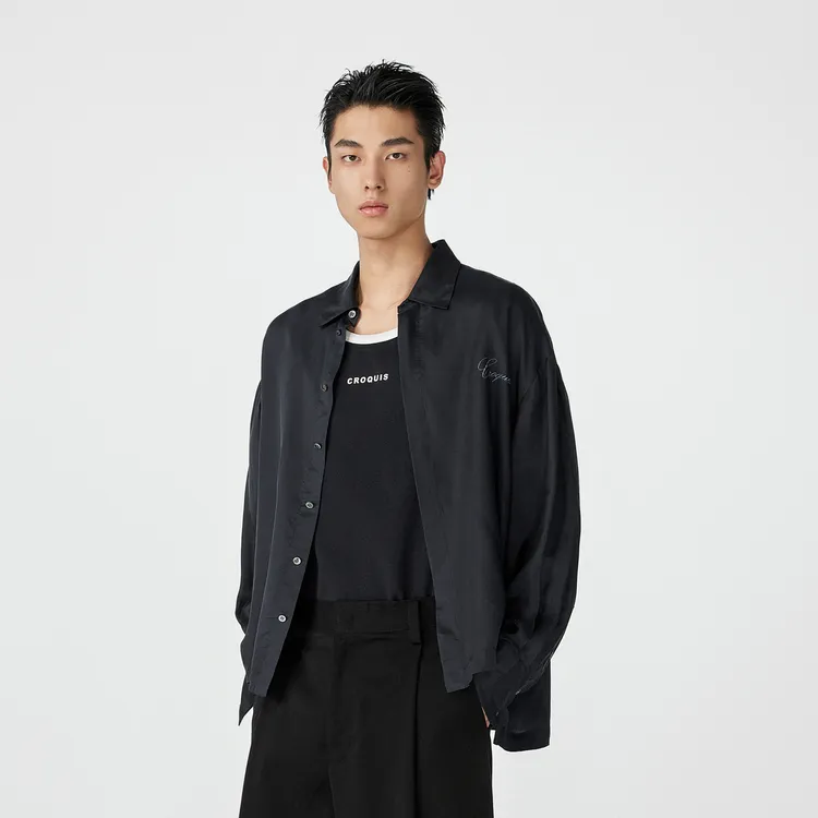 CROQUIS Shirts Unisex 409 Black Navy Blue-4