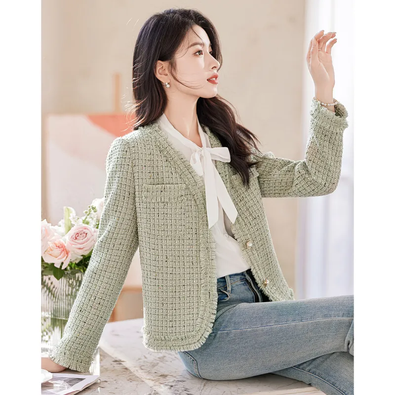 Like The Age Of Water Velvet feel Coat Women's Green-3