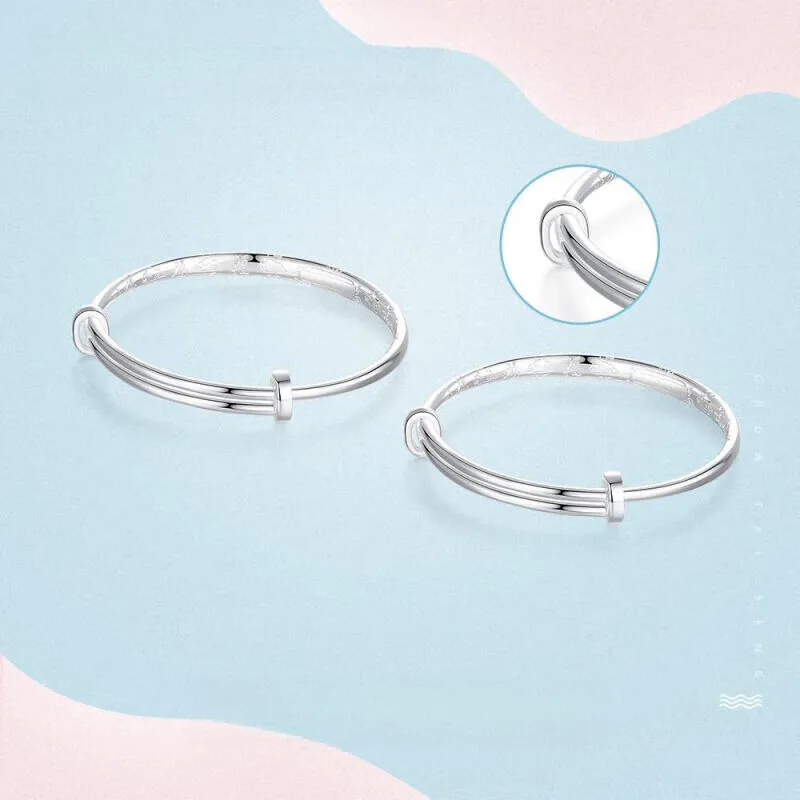 TONGBAOFU 999 Fine Silver Bangles Kids'-3