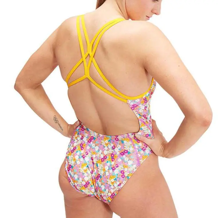 Speedo One piece Swimsuit Women's Yellow Purple-2