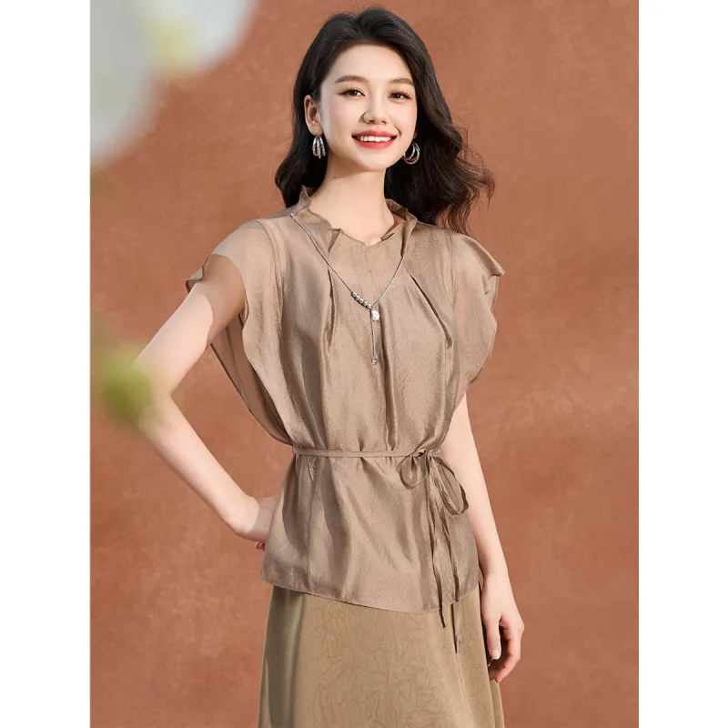 Mylan Two Piece Skirt Sets Women's Khaki-4