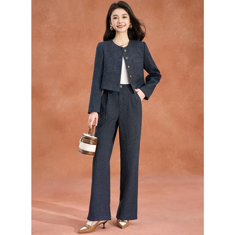 Mylan Spring, Fall Casual Suit Straight Women's Blue-4