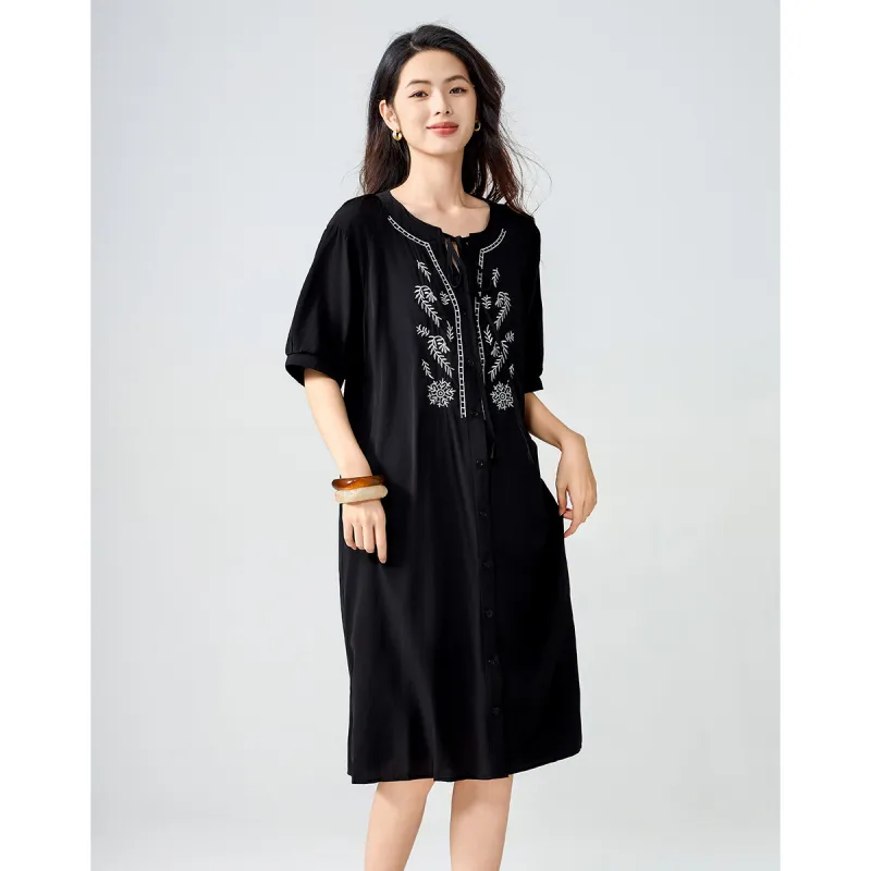 Love Elaine Summer Short Sleeved Dress Women's Black-6