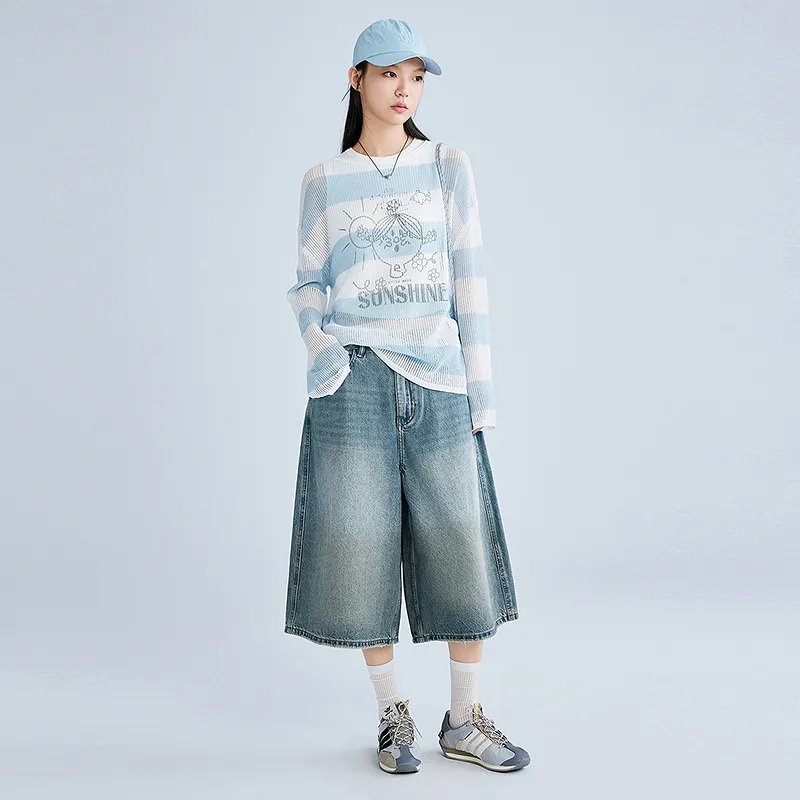 LEDIN x QIXIANSHENGMIAOXIAOJIE,LIANMINGKUAN Knitwear Women's Ice Dew Blue-3
