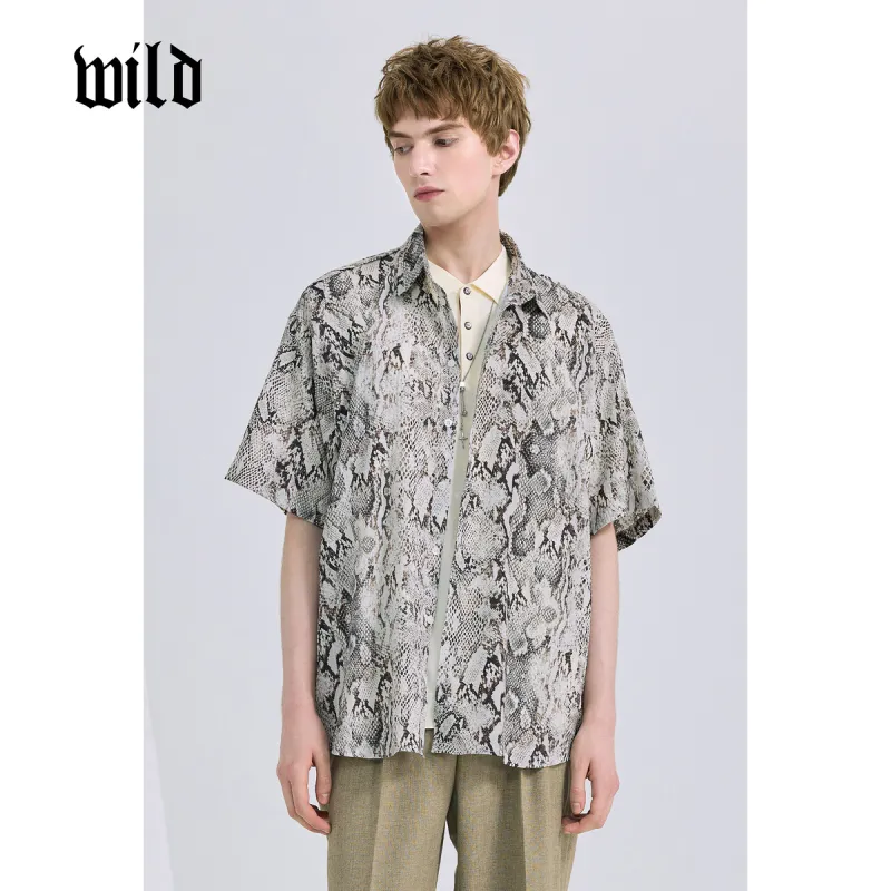 WILD LEADER Shirts Men Khaki Python Leather[CW5158595]-2