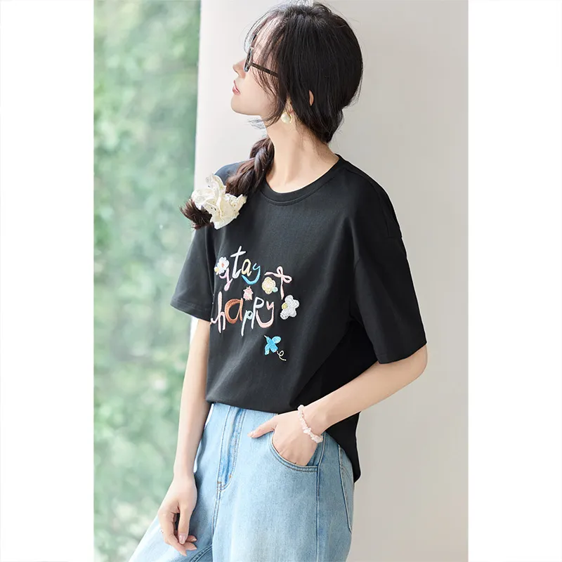 SENTUBILA Drop Shoulder Sleeve T Shirt Women's-25