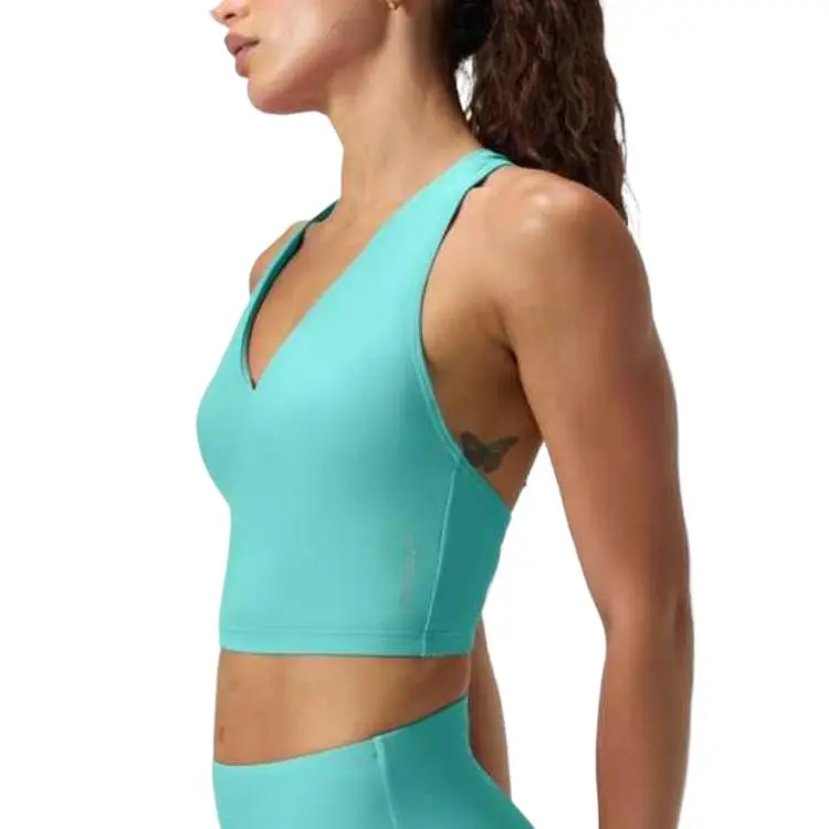 Speedo Solid Racerback Bikini Crop Top Teal Bikini Women's Blue-1