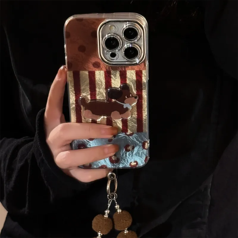 Cuttlefish Grid TPU Material Stripes Vintage Sausage Dog Niche Phone Case Compatible With Apple 16/15/14/13/12/11-6