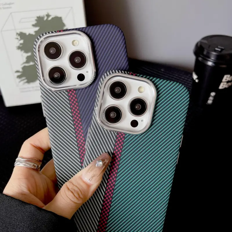 Record Star PC Material Magnetic Kevlar Texture Phone Cases Compatibility IPhone15pro Girlish Business Formal Style-5