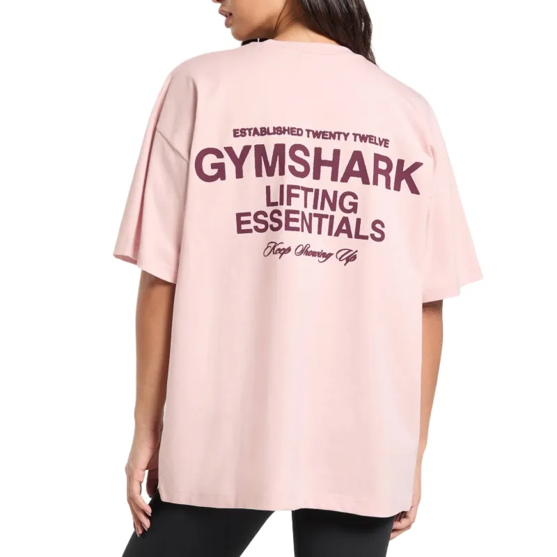 GYMSHARK Drop Shoulder Sleeve T Shirt Women's Pink-1