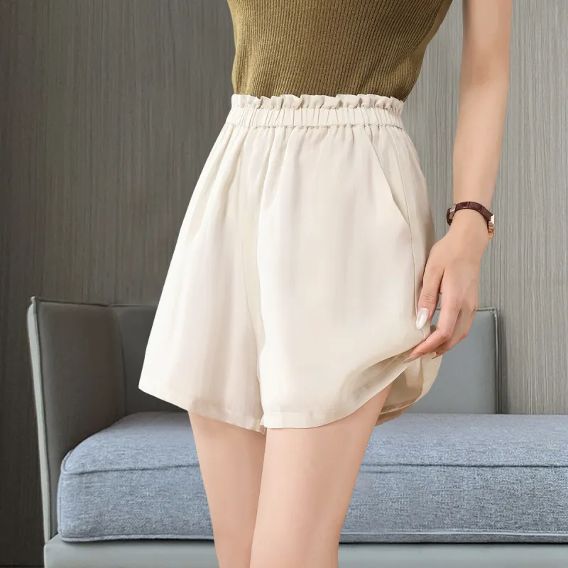 XINFEIYU Casual Shorts Women's Beige Apricot-3